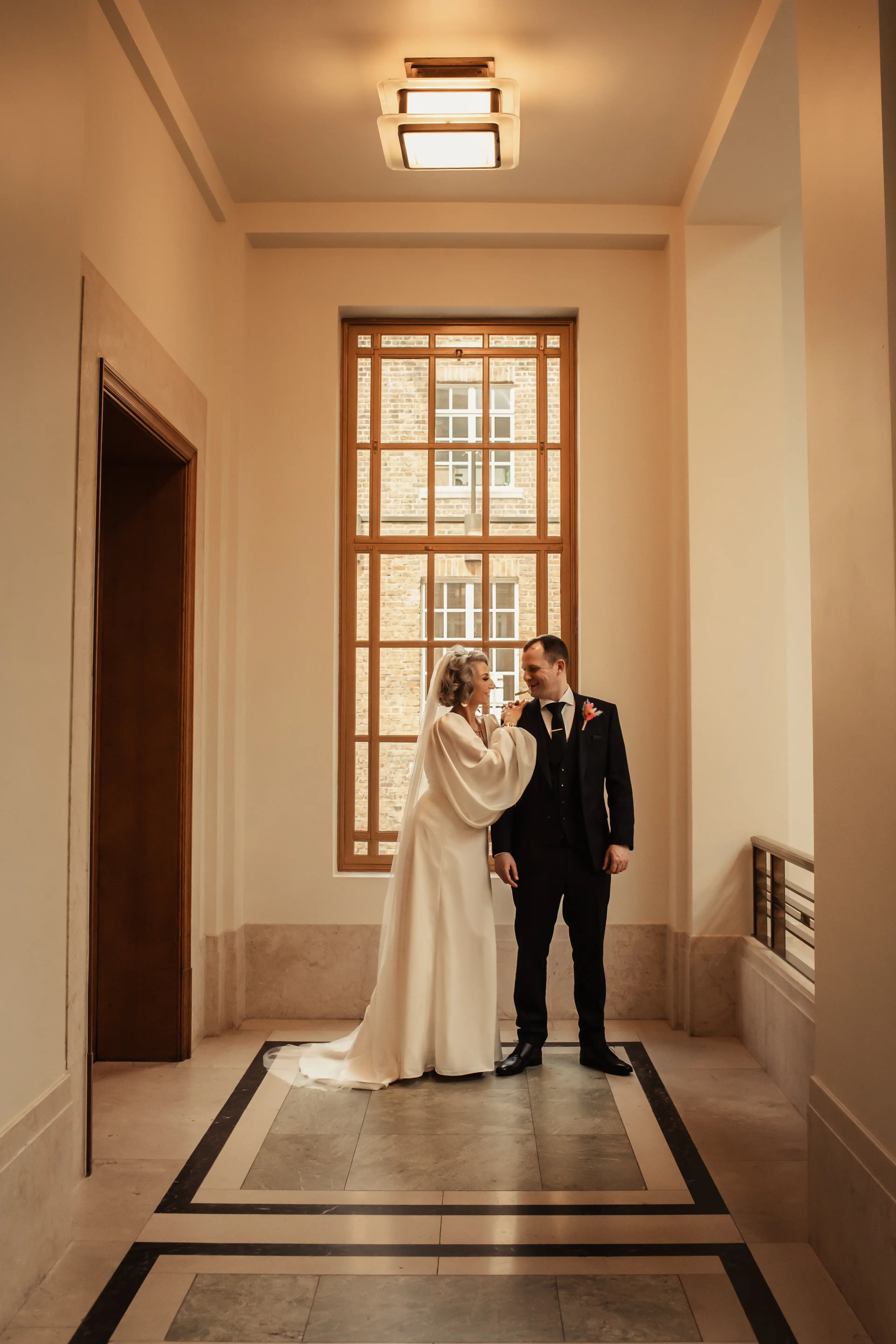 Newly married couple in Hackney Town Hall, London