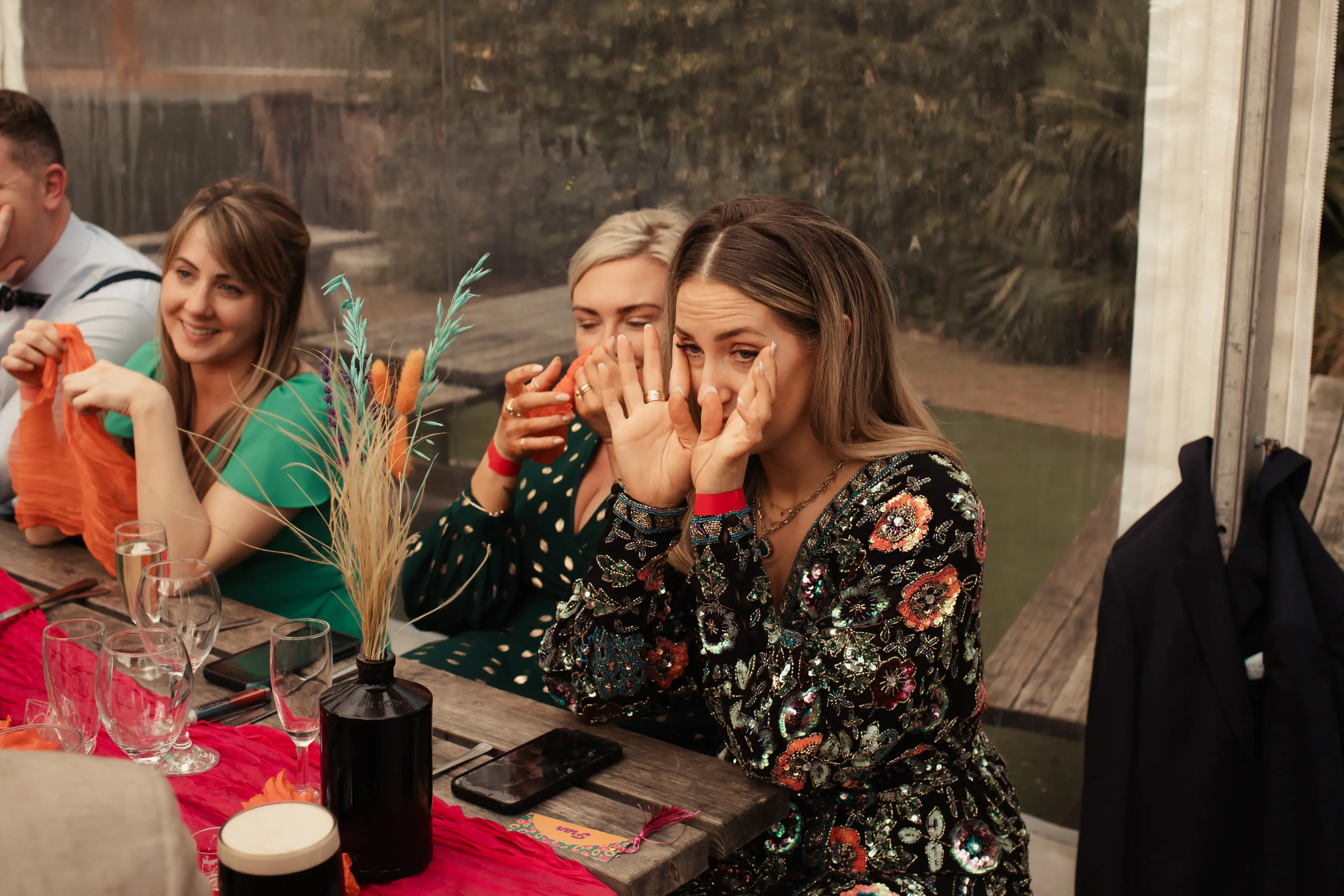 A tearful moment for some wedding guests at a London pub drinks reception