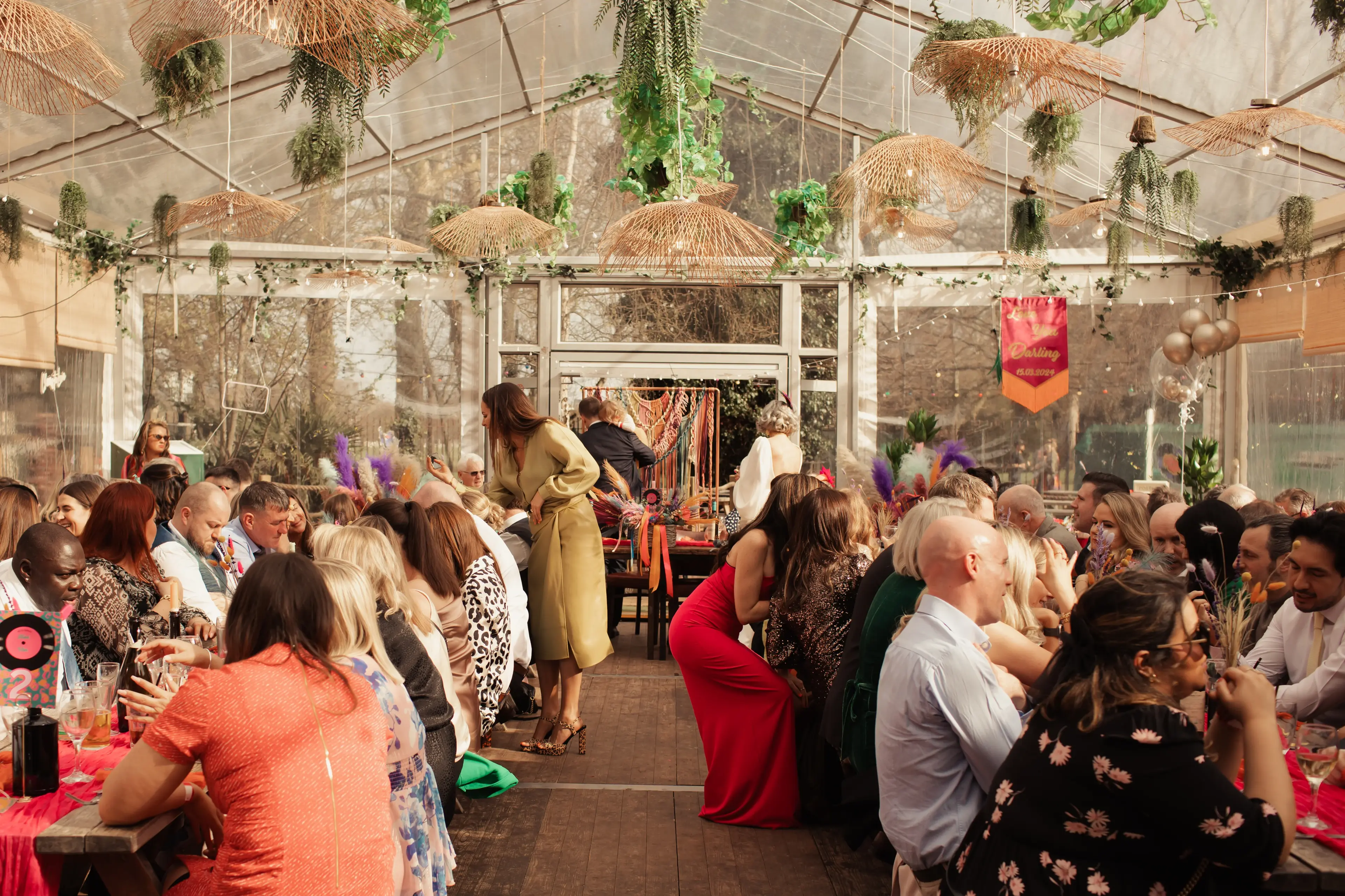 Guests enjoying themselves and talking together during a London wedding reception